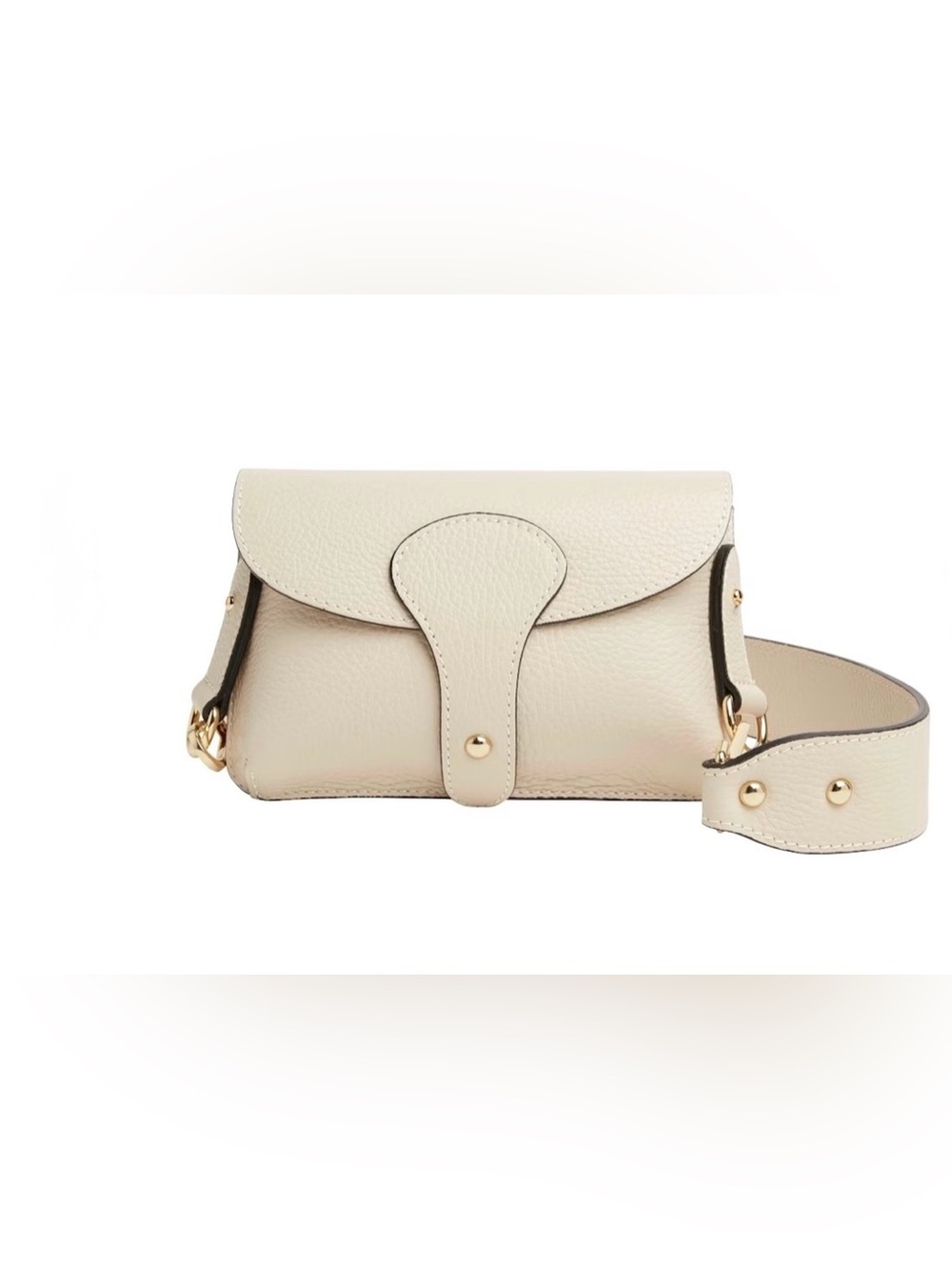 Betsy & Floss Luca Cream Pebbled Leather Crossbody Bag Made in Italy